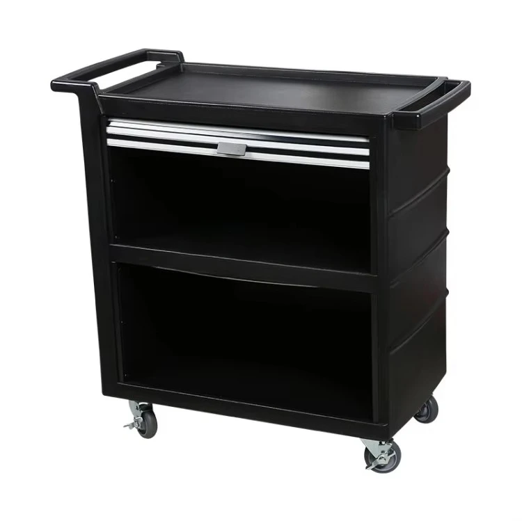 Black Hotel Linen Trolley Multi-Purpose Service Cart for Restaurant Room Service