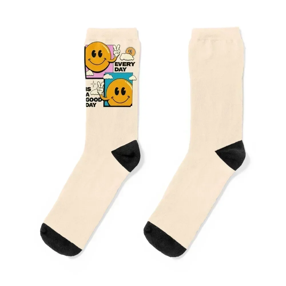 

Every day is a Good Day Retro Illustration Socks valentine gift ideas funny gift basketball Socks Female Men's