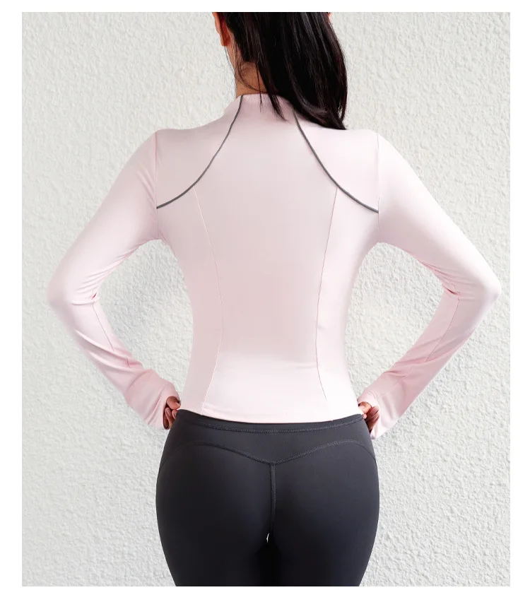 Autumn Winter Women Yoga Long Sleeve Sportswear Outdoor Sports Running Gym Fitness Pilates Breathable Comfortable Coat Soft Tops