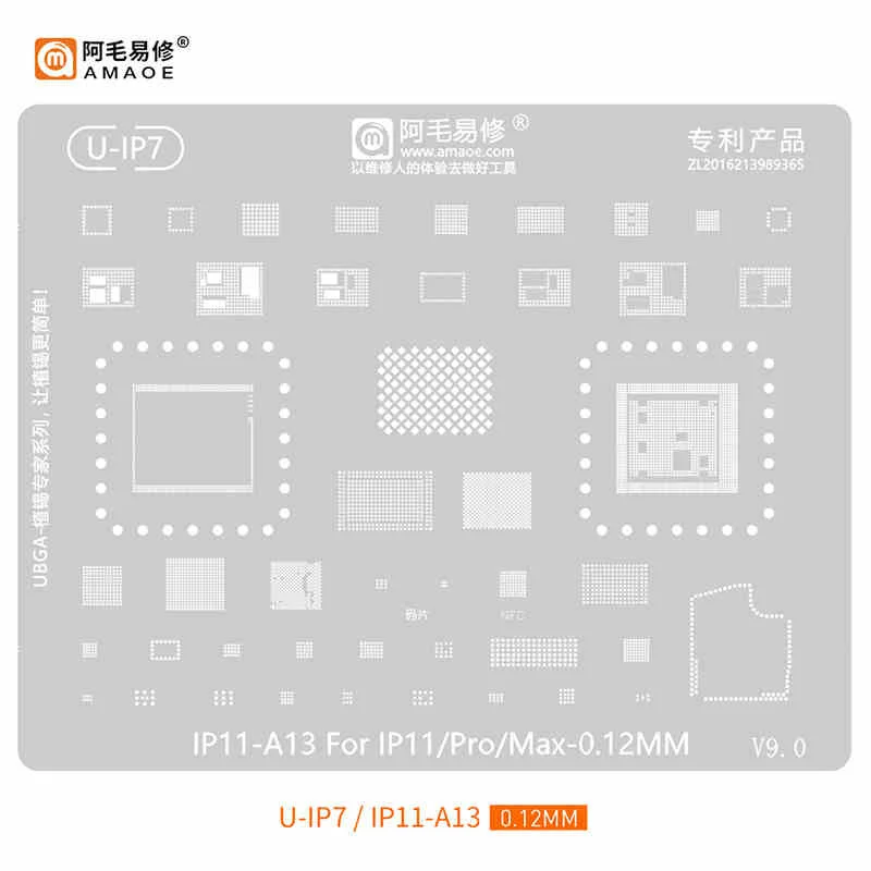 Amaoe IP BGA ReballingลายฉลุสําหรับiPhone 15 14 13 12 11 X/XS/XS Max/XR/8/8P/7/6S/6 Mini Pro Plus