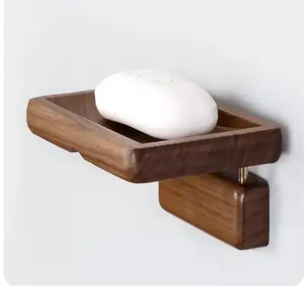 Wooden Soap Dishes Draining Soap Storage Holders Bathroom Supplies Creative Household Wall Mounted Storage Rack Bathroom Shelves