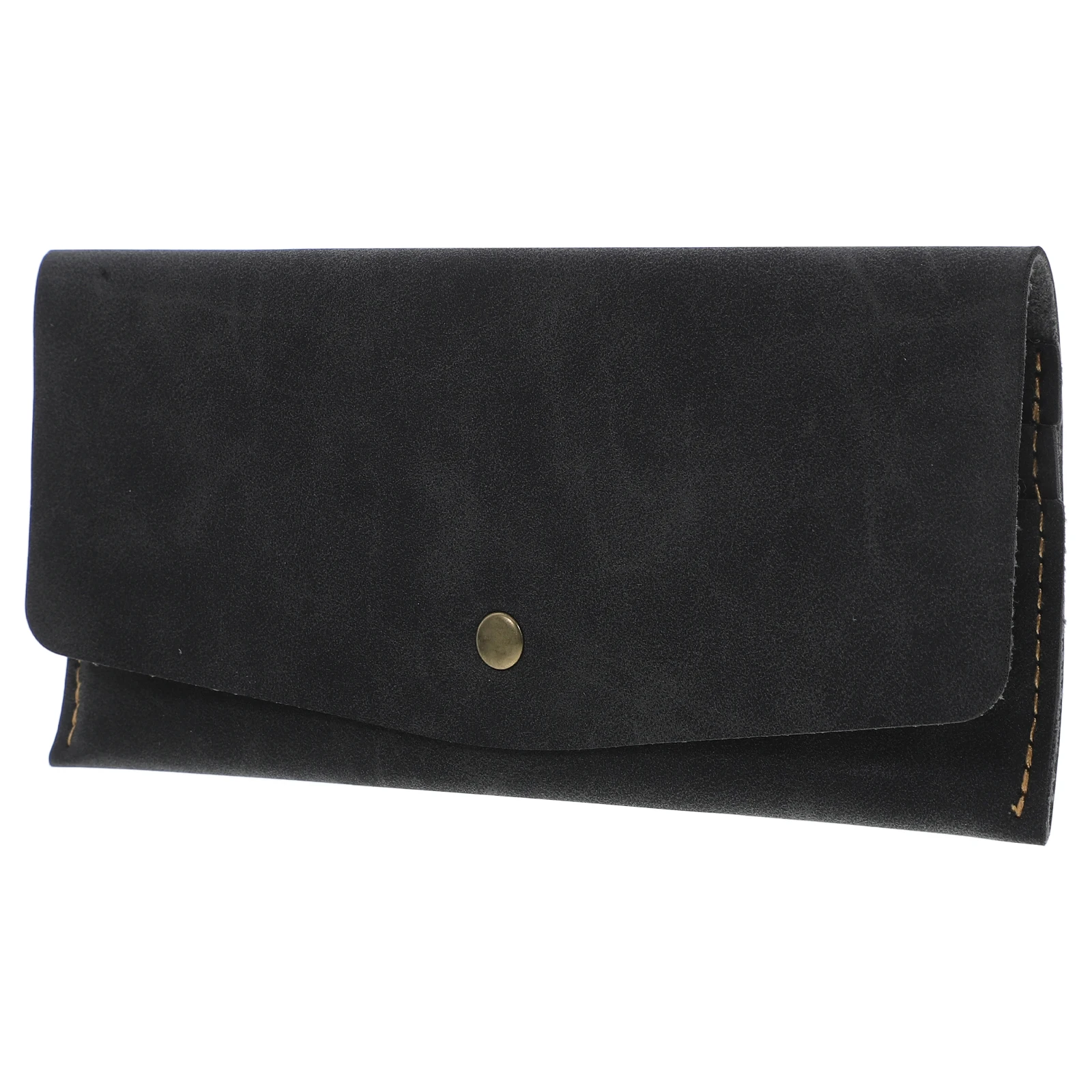 

Vintage Pu Wallet For Men Women Snap Closure Receipt Holder Small Travel Money Pouch Durable Bill Envelope Clutch Black