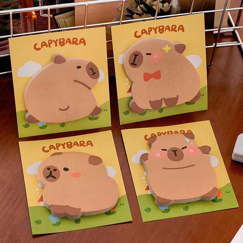 30 Stuks Cartoon Kawaii Capibara Speciale Vorm Plakbriefjes Draagbaar Duurzaam Berichtpapier Zelfklevend Creatief Cartoon Notitieblok