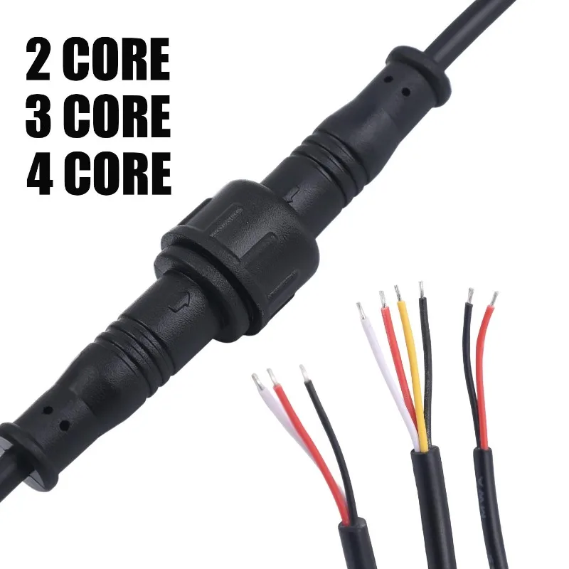 M12 IP67 Waterproof Connector Cable 2/3/4 Pin Male Female Plug with PVC Wire for Car LED Light Motorcycle Modification Accessory