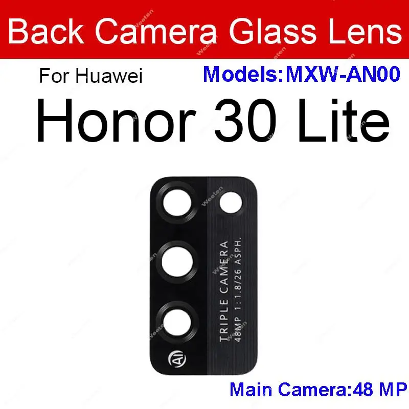 2PCS Back Rear Camera Glass Lens For Huawei Honor 30 V30 Pro 30lite 30s 30i Main Camera Glass Lens With Sticker Tape Repair