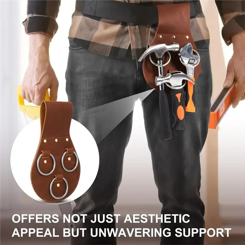 SYW-حزام جلد أداة حامل 3 حلقة Spud وجع حامل كم بار الحافظة ل أدوات العمال اكسسوارات للتنظيم #5