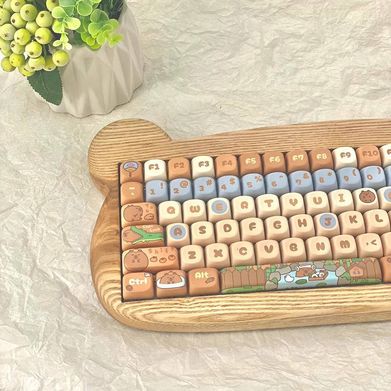 Wooden Keyboard Kit Wireless 68 100 Keys Cat Black Walnut Cherry Wood RGB Tri Mode Hot Swap Custom Gaming Mechanical Keyboard