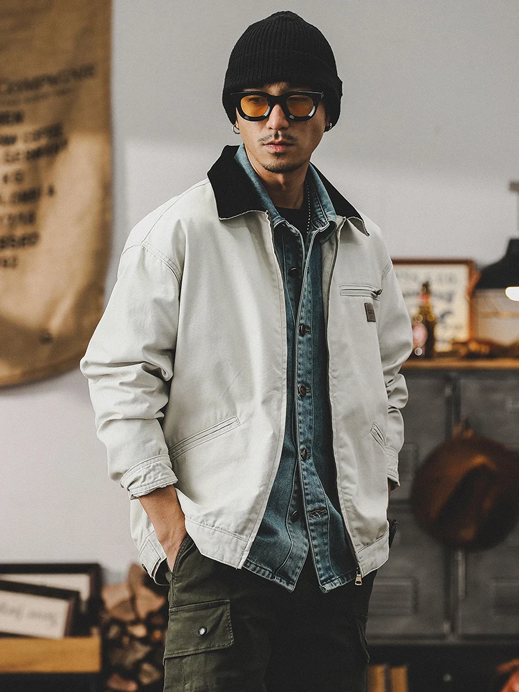 

Classic American Sle Michigan Workwear Jaet Men's Spring Autumn Trendy Hard Sle Utili Coat Cotton Long Sve Zipper ...