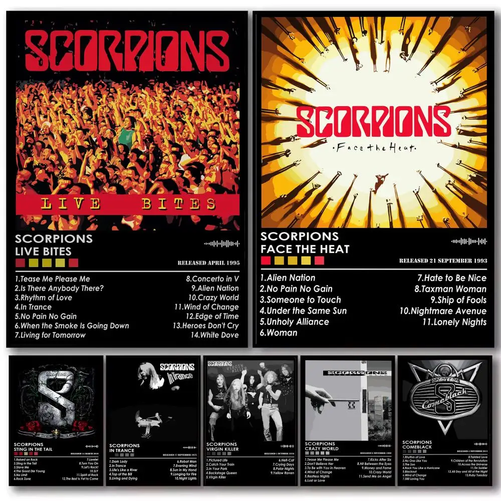 Rock Band Album S-Scorpions Poster Decorative Stickers Wall Art Mural Photo Design for Home Living Room Hallway Decor Gift