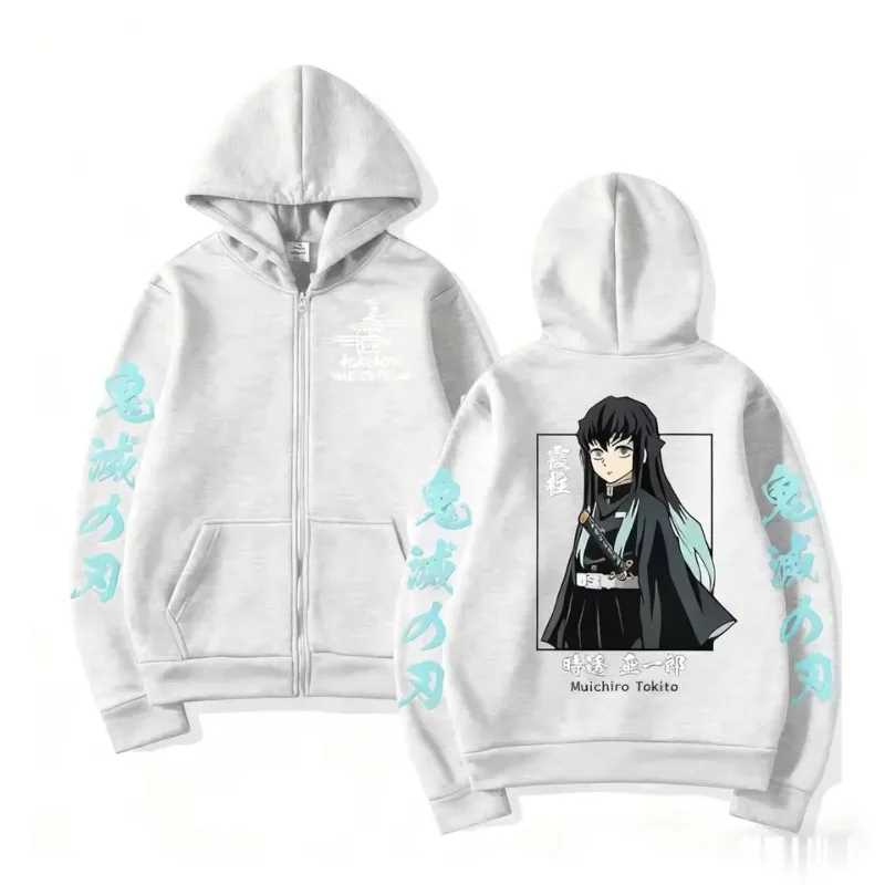 Muichiro Tokito Zip Up Hoodie, Anime Inspired Jacket, Japanese Streetwear, Unisex Hoodie