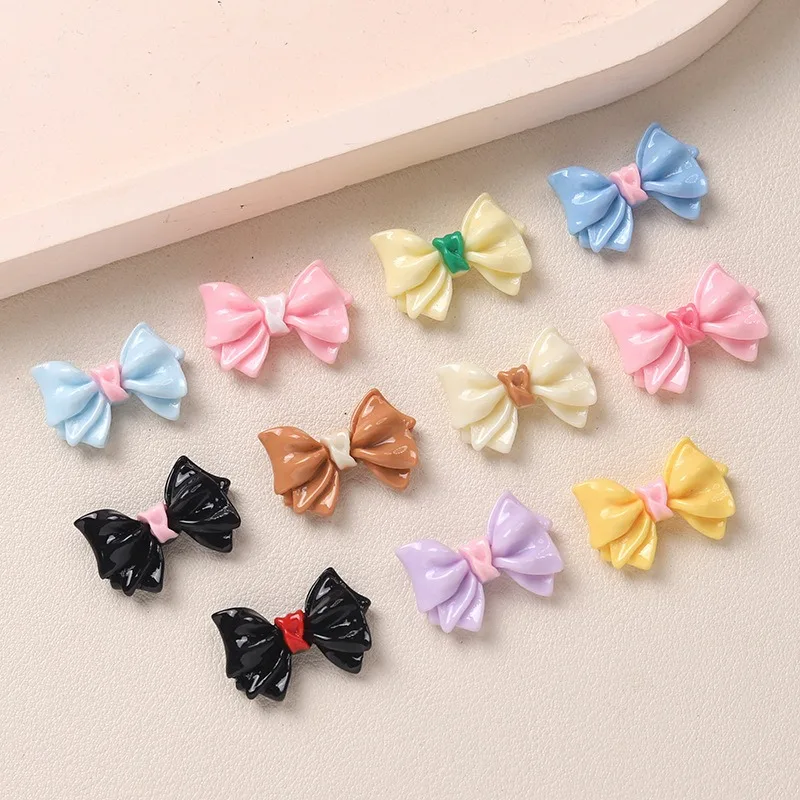11 Styles Cartoon Mini Bow Resin Charms Multicolor Flatback DIY Hair Clip Phone Case Craft Supplies