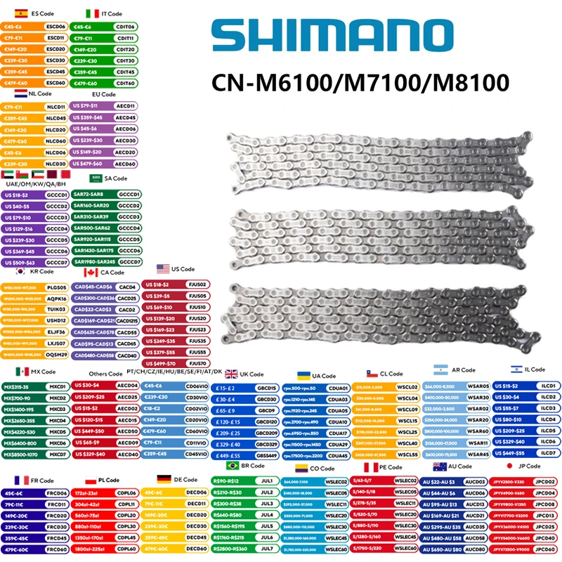 SHIMANO SLX M7100 M6100 M8100 cadena de 12 velocidades 118/126 eslabones cadena de bicicleta de montaña CN M7100 MTB 12 velocidades con enlace rápido