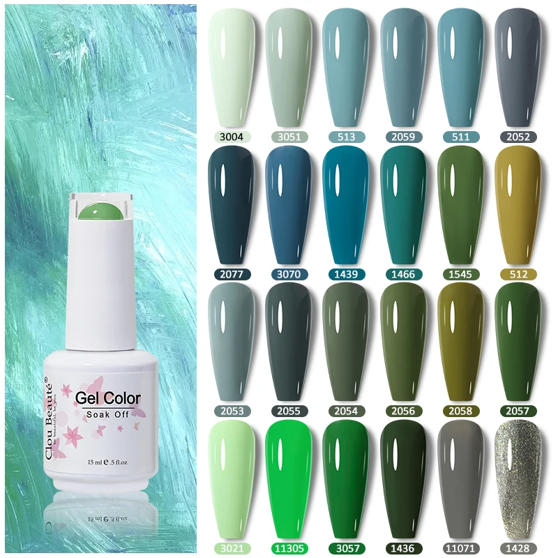 Clou Beaute Gel Nail Polish Green Vernis Primer Gel Polish Vernis Semi Permanant UV Gel Nail Art 15ml Soak Off Base Top Coat