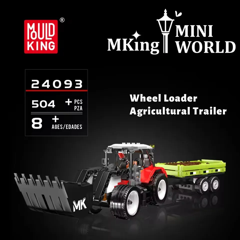 

New Technical Mould King 24093 Wheel Loader Agricultural Trailer Building Blocks Kits Mini Vehicles Model Toys Adults Kids