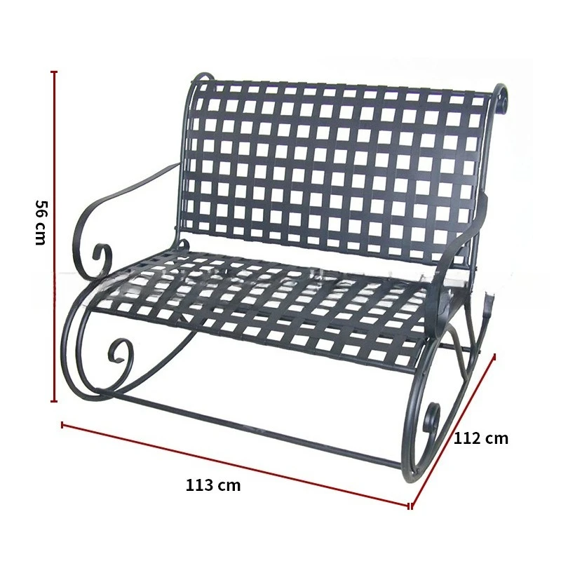 European wrought iron double rocking chair Park rocking chair Outdoor balcony Courtyard Leisure multi-person rocking chair