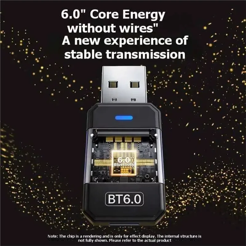 KEBIDU USB Bluetooth Adapter Bluetooth 6.0 Dongle Driver Free for PC Win11/10 Bluetooth Receiver Transmitter for Keyboard/Mouse