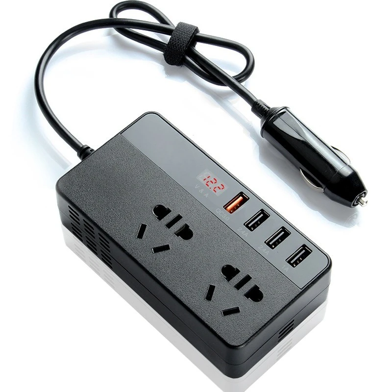 Multi-functional Vehicle Power Inverter 150W 200W DC12V 24V Adapter Socket Support USB QC3.0 Quick Charge