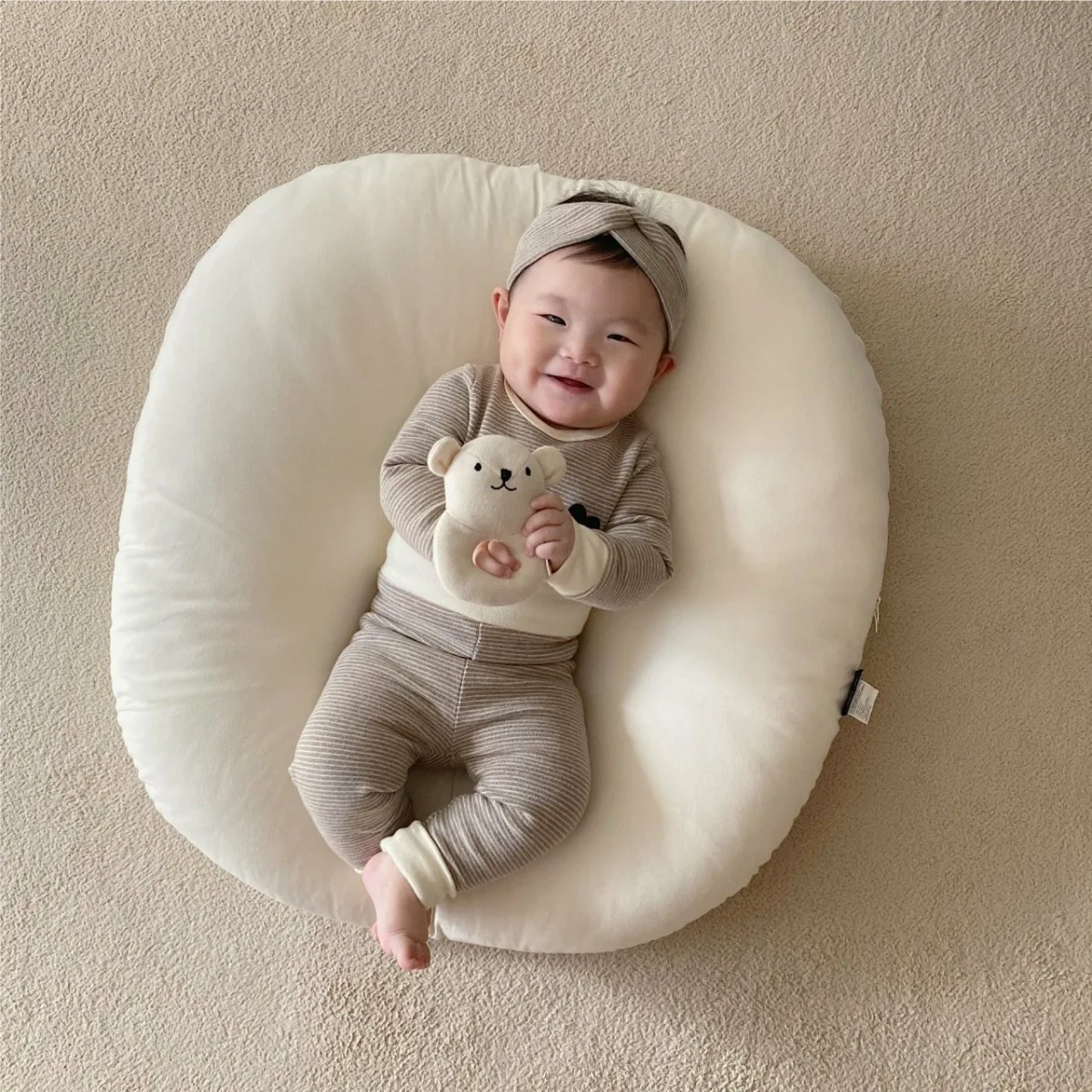 2026 Spring New Baby Long Sleeve Clothes Set Infant Girl Striped Bodysuit + Leggings + Hairband 3pcs Suit Toddler Cotton Outfits