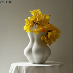 White Matte Ceramic Vase Human Body Ornaments Desktop Decorative Vases Flower Arrangement Dried Flower Vase Decoration Crafts