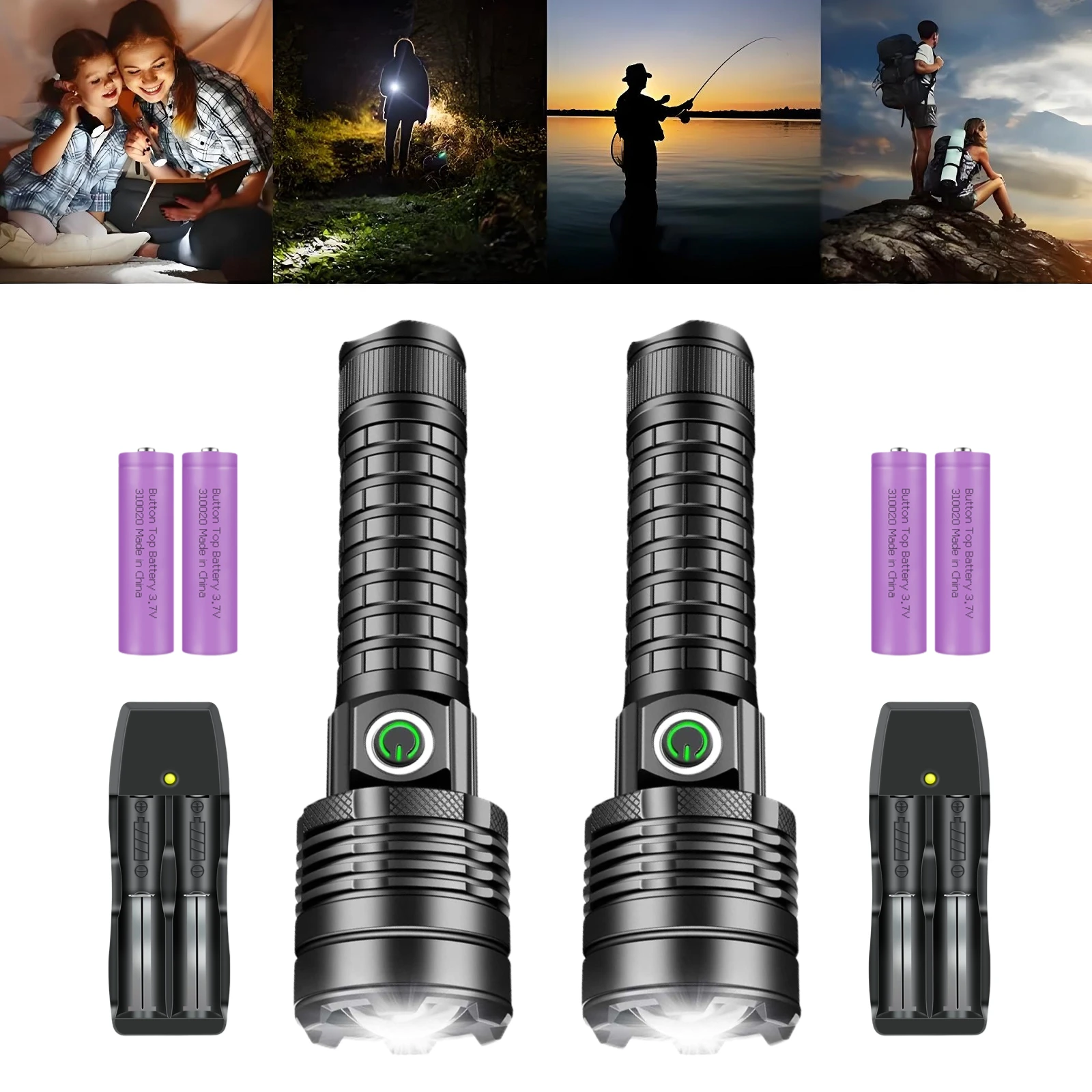 Skewolfeye Rechargeable Flashlights Usb c 3 Light Modes Torch Light for Hiking Camping Cycling Outdoors Fishing