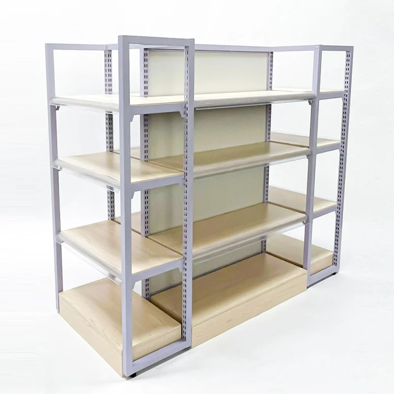 custom.Light-Duty Store Display Steel-Wood Supermarket Shelves Racks Metal Light-Duty Shelves Displaying Products