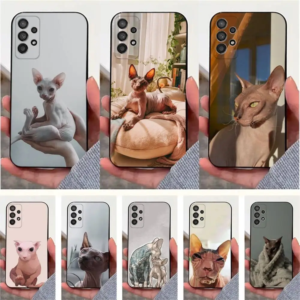 

Animal Sphynx Cat Case For Samsung S25,S24,S23,S22,S20,S21,S10,Ultra,Plus,Lite,FE,Soft Silicone Black Cover