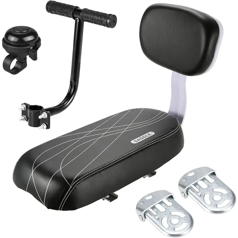 

NEW Cycling Child Seats,Kid Bike Back Cushioned Seat Kit with Bell Foot Rest Handle Grip Children Safety Carrier Set