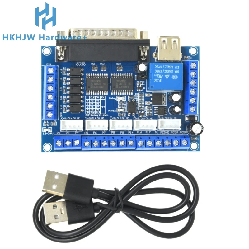 MACH3 Interface Board 5 Axis With Optocoupler Adapter Stepper Motor Driver + USB Cable for arduino raspberry pi