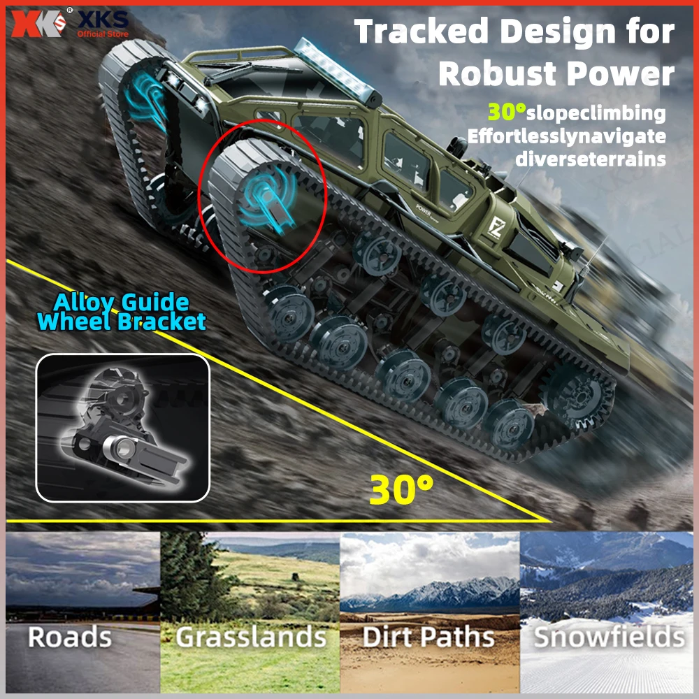 XKS JJRC C8812 Carro RC com tanque rastreado em escala - LED Light-Up 4WD Off-Road Controle remoto totalmente proporcional, deriva de alta velocidade, melhor C