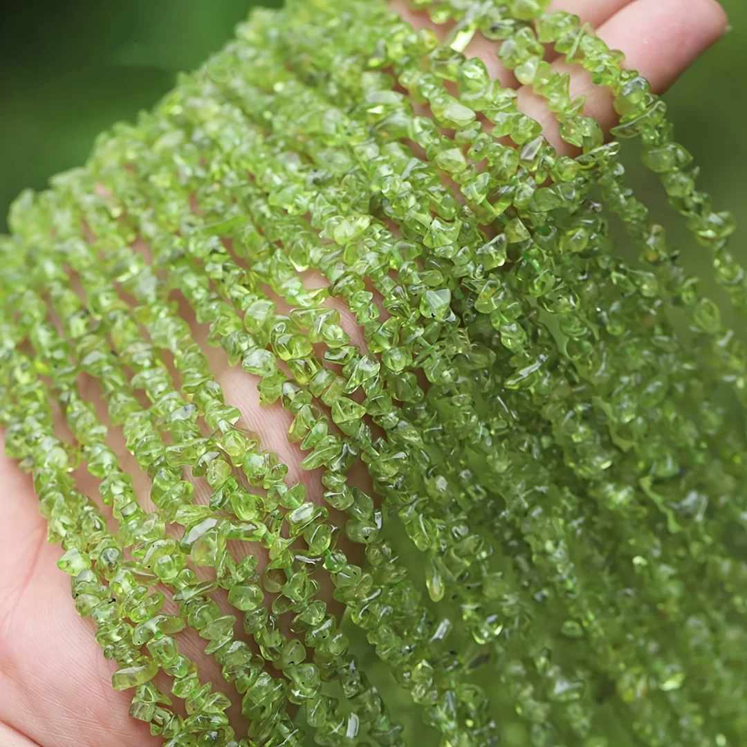 Corda de pedra peridoto, estilo refrescante verde claro, fácil de combinar, para fazer colar e tornozeleira diy, presente de decoração de festival, 1 peça