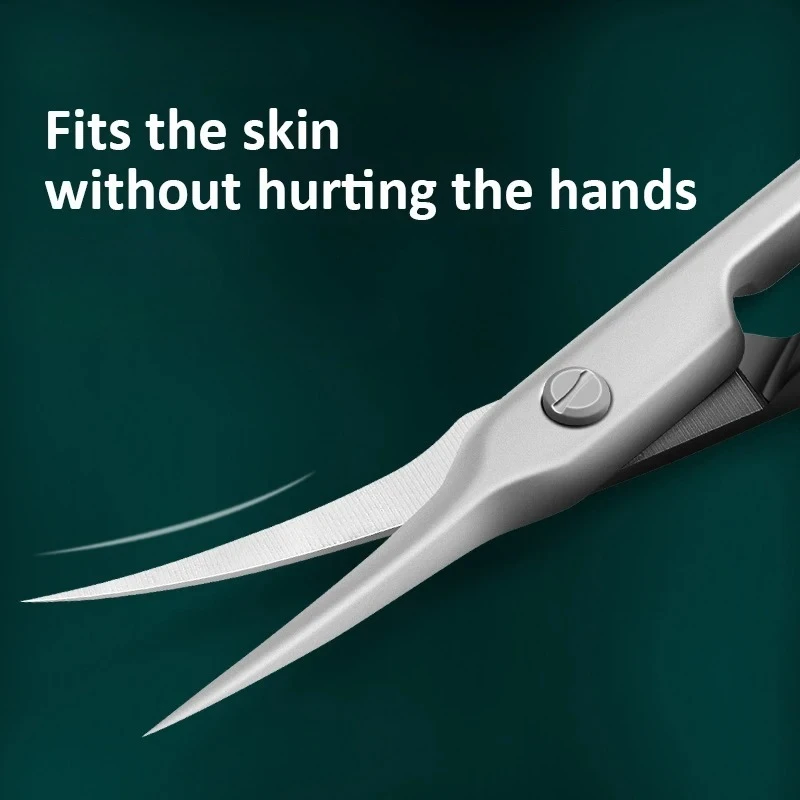 Tijeras para cutículas de hoja fina con punta curva de acero inoxidable, cortaúñas, herramientas de manicura, removedor de piel muerta