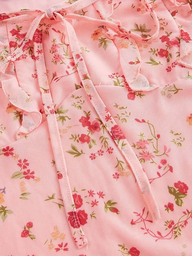 Vestidos de mujer sin mangas con volantes y cuello cuadrado con lazo recortado sin espalda floral/punto fiesta de verano mini vestido corto de una línea