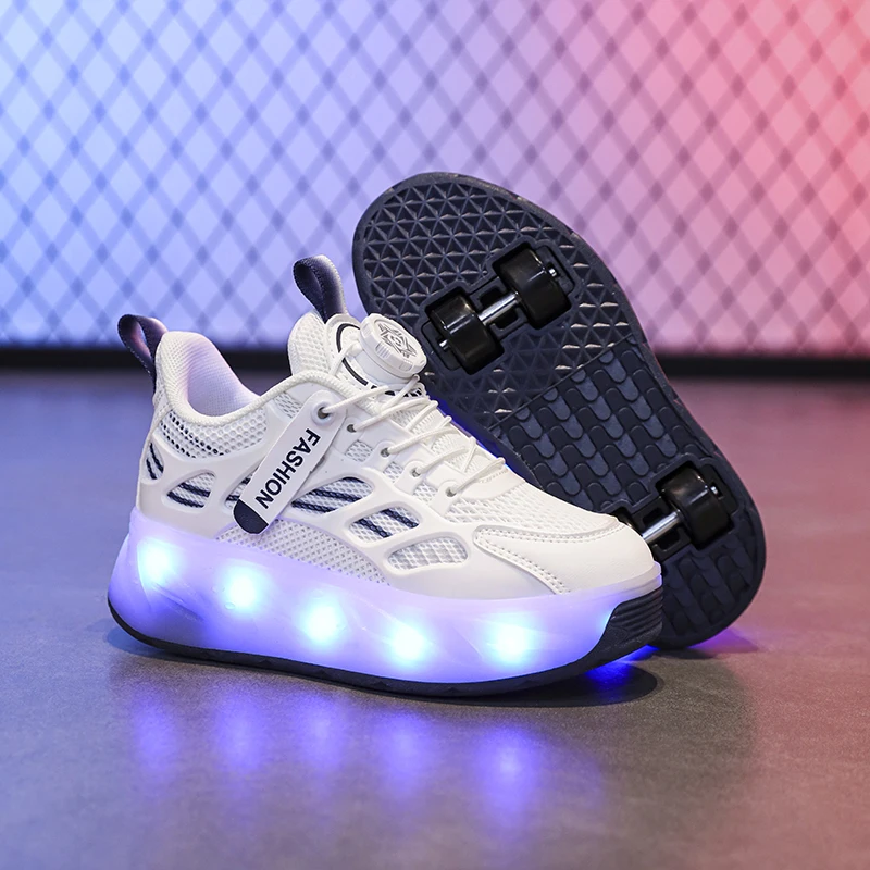 Children's Sports Shoes with LED Lights Breathable Mesh USB Rechargeable Luminous Training Shoes for Boys and Grils Sneakers