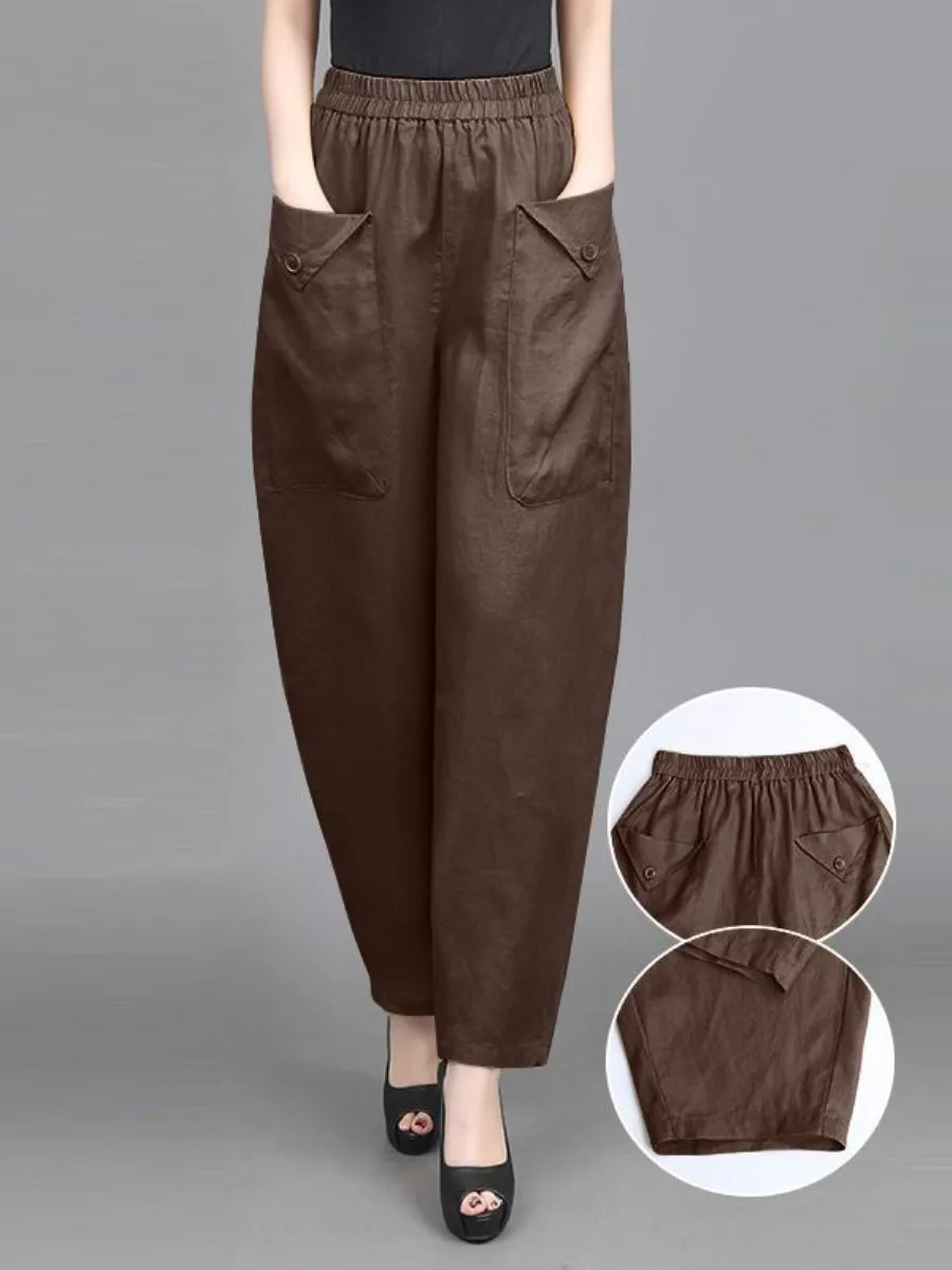 

Женские шаровары из хлопка и льна с высокой талией, новые летние модные джинсы из ледяного шелка с девятью точками, прямые брюки с талией