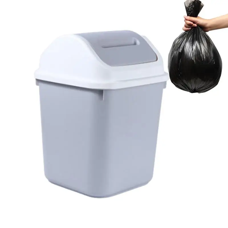 Swing Top Trash Can Canteen Garbage Bin 10L Large Capacity Bathroom Trash Can With Lid Garbage Can For Kitchen Bathroom Bedroom