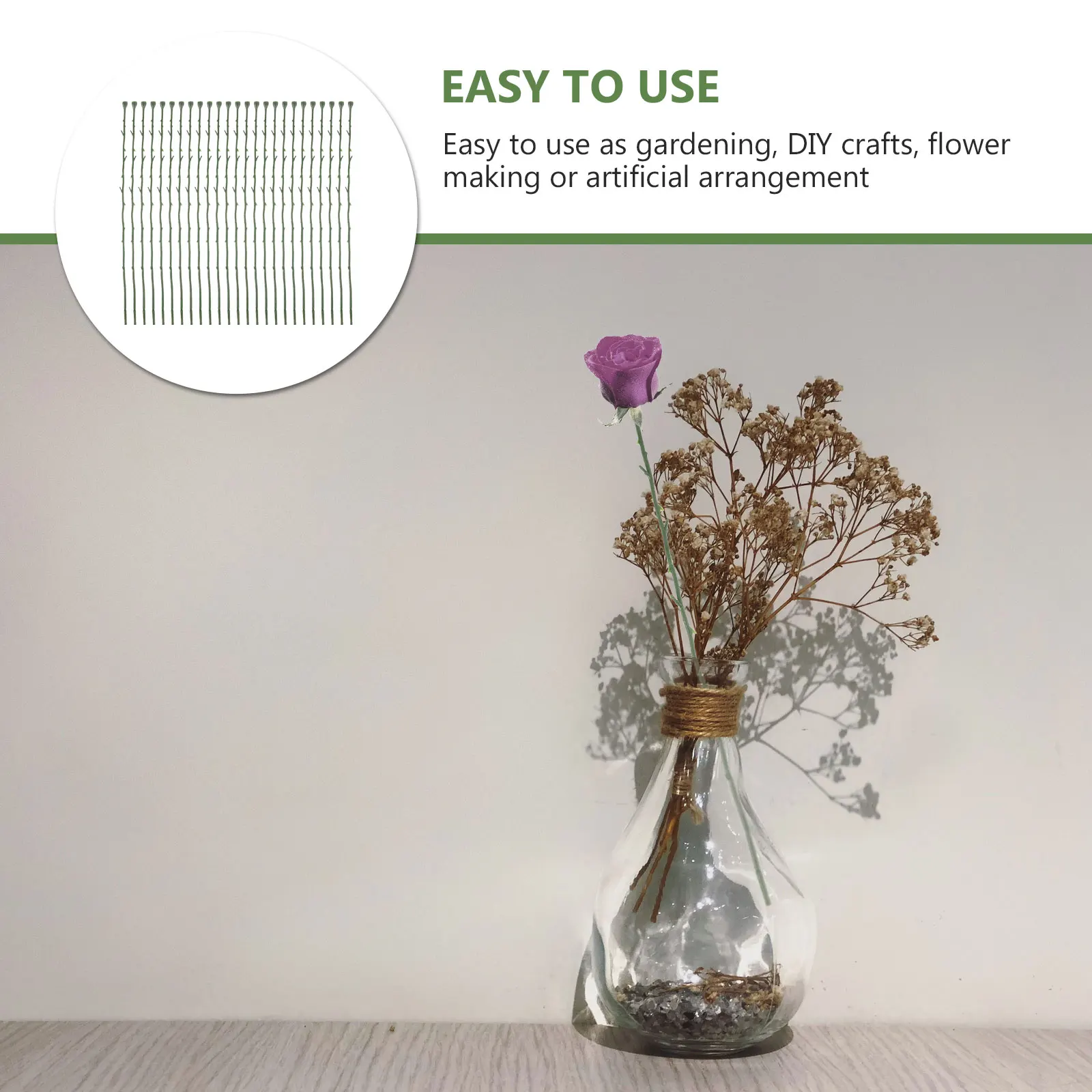 50 قطعة سلك جذع الورد الاصطناعي مرن جذع الأزهار الخضراء DIY بها بنفسك زهرة صنع المواد الحرفية زهرة لتقوم بها بنفسك أسلاك التعادل