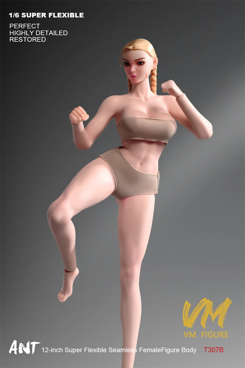 النمل T307 1/6 امرأة ماكياج سلس كبير الثدي اللياقة البدنية قوة العضلات سوبر مرنة الجسم 12 ''أنثى الجندي عمل الشكل دمية #5