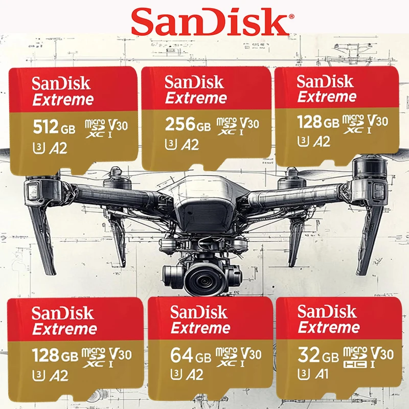SanDisk V30 U3 Micro SD Card A2 Class 10 TF Card 32GB to 512GB 4K Video Recording High Speed Memory Card for Phones