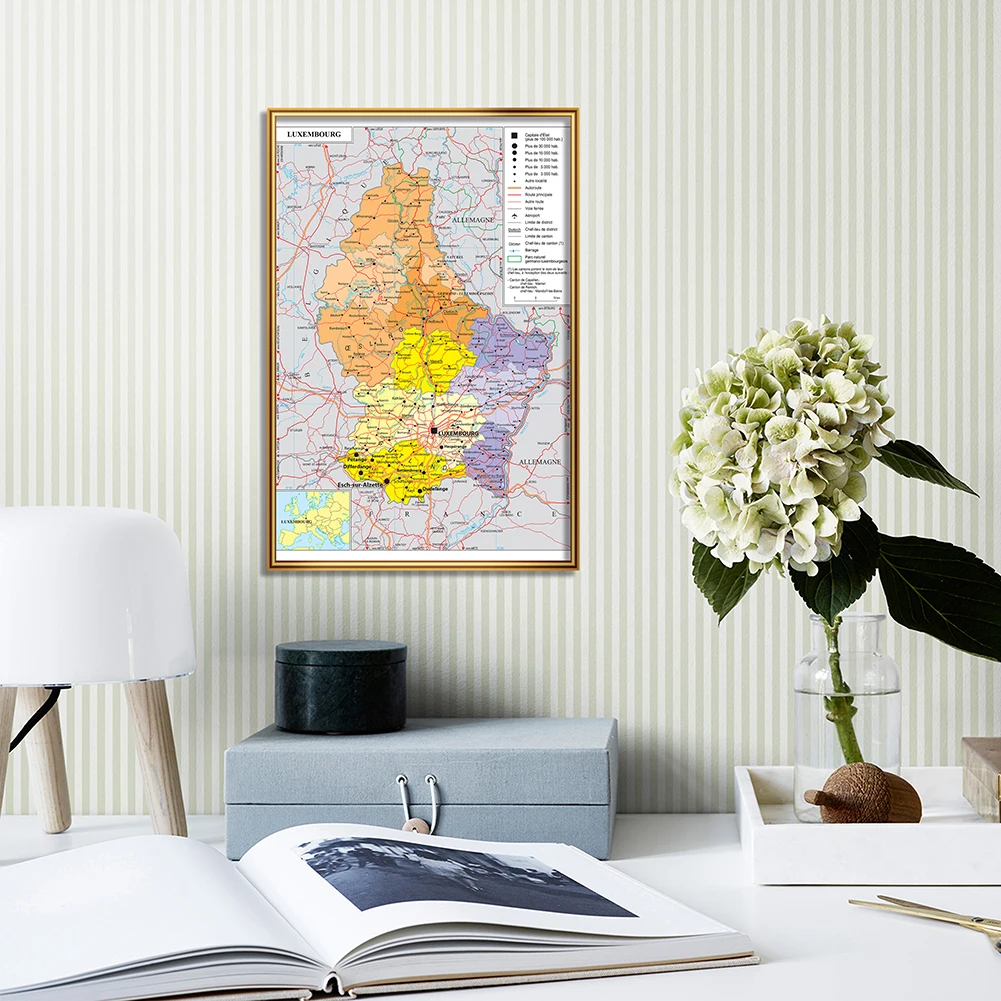 42*59cm The Luxembourg Transportation Map in French Wall Poster Canvas Painting Travel School Supplies Home Decoration