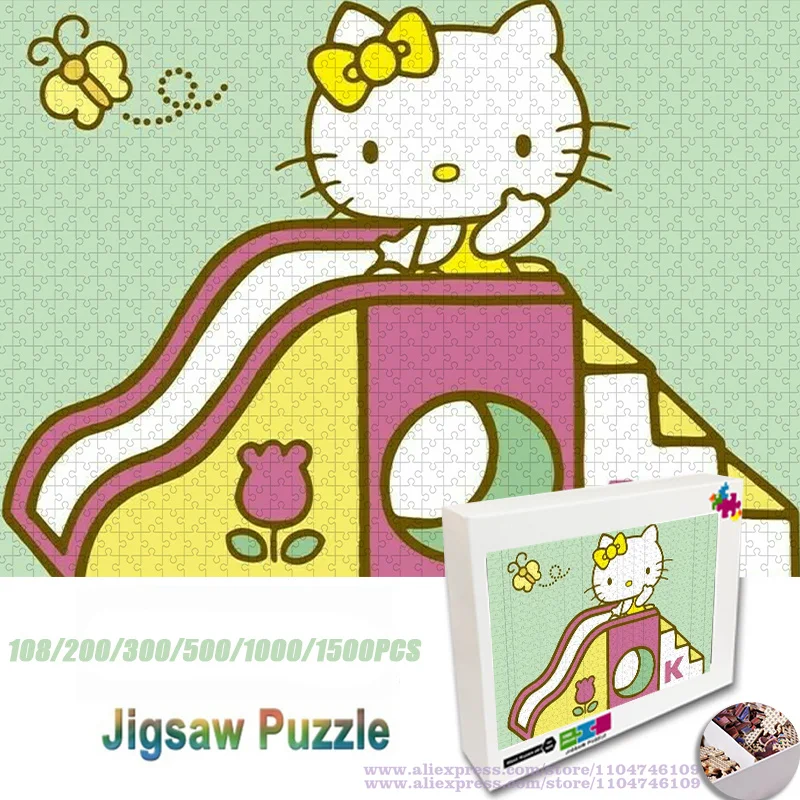 

Sanrio Hello Kitty головоломки мультфильм аниме пазлы 108/200/300/500/1000/1500 шт. интеллектуальные головоломки для детей и взрослых
