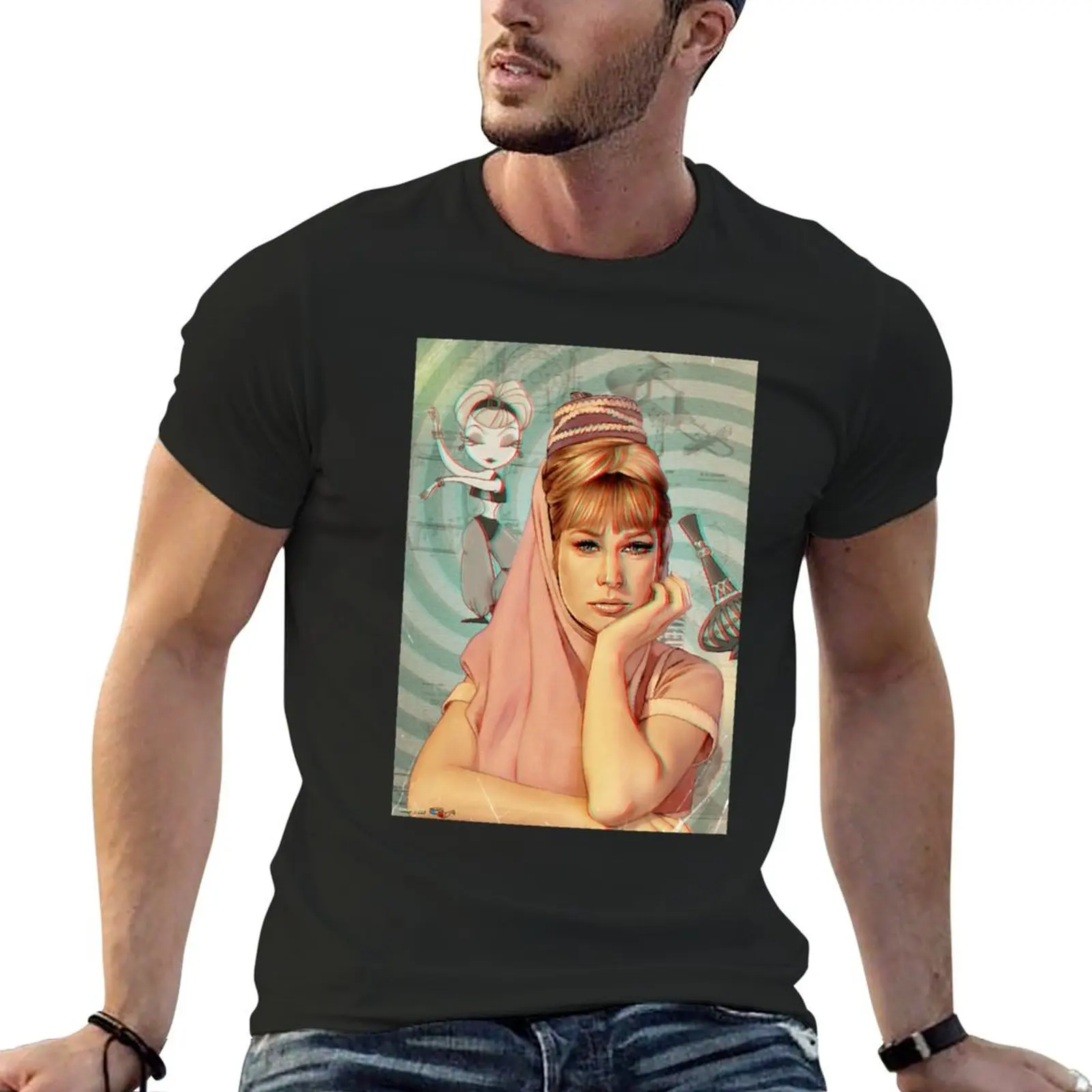 

Funny Gift For Dream of Jeannie Vintage Photograp T-Shirt sports fans korean fashion mens tall t shirts