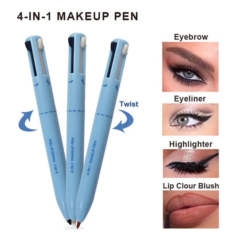 4-In-1 Makeup Pen Touch-Up Pen Makeup Eyebrow Pencil Waterproof 4 Colors Multi-Function Makeup Beauty Pen