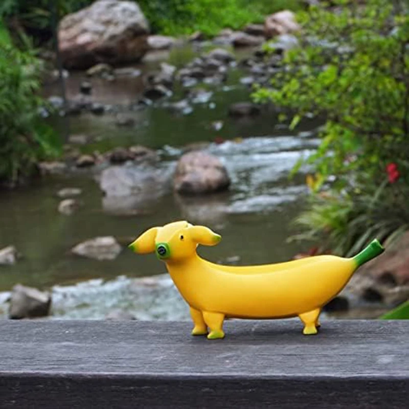 

Cute Banana Dog Garden Statues Figurines Ornaments Yellow Garden Statues Figurines Ornaments Resin Gnomes Funny For Home