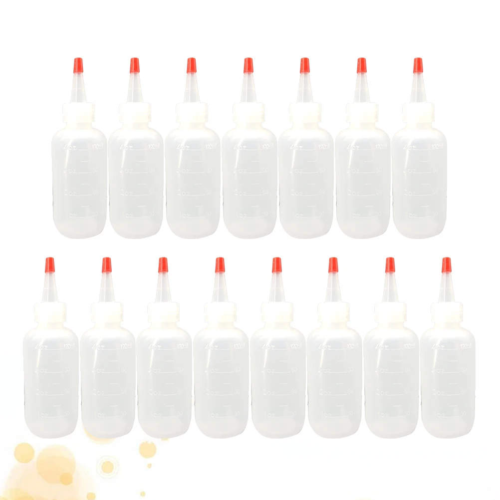 

15pcs 120Ml Plastic Squeeze Bottles Condiment Dispensers Sauce Dressing Containers With Scale Leakproof Easy Clean