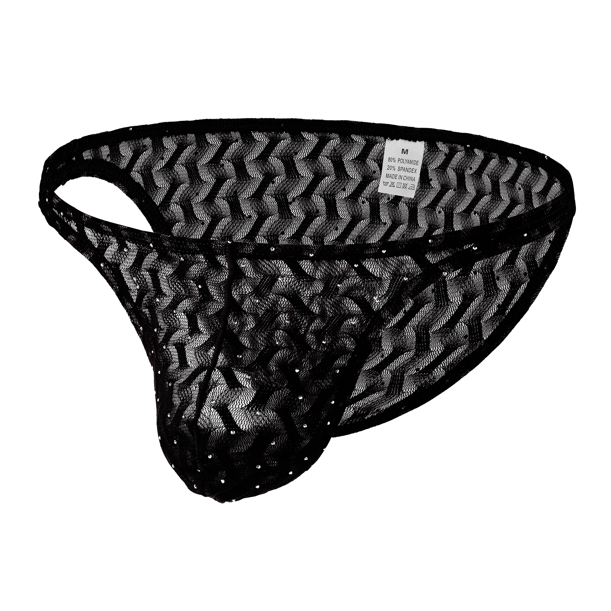 

Men's Sexy Sheer Lace Underwear Low Waist Breathable Underpants Solid Color Bikini Panties Bulge Pouch Soft See Through Briefs
