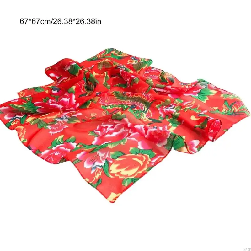 X5XE Winter Warm Ethnic Head Scarf for Women Men Northeast Big Flower Bandanas Outdoor Activity Headwrap Fashion Accessories