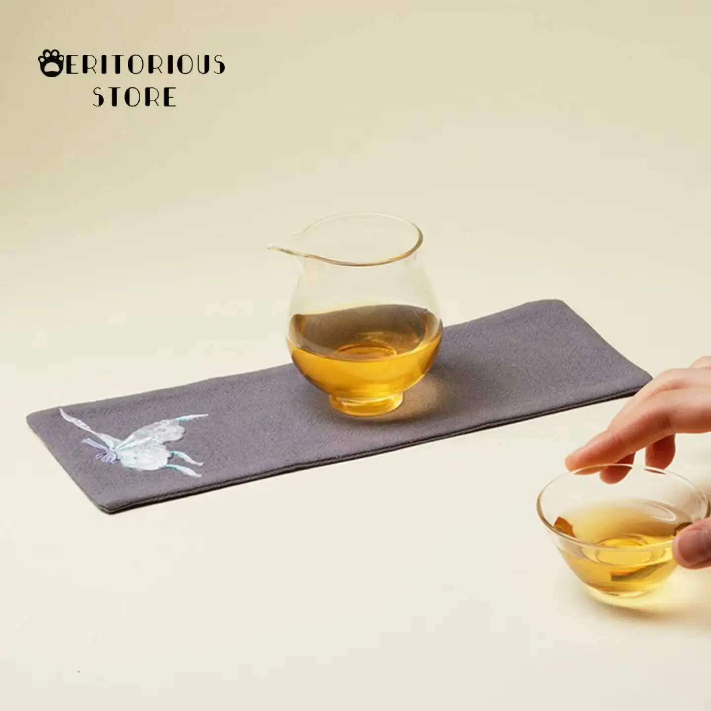 Embroidered Purple Butterfly Tea Towel Aesthetic Linen Fabric Tea Towels Ceremony Chinese Napkin Vintage Accessories Canvas Mat