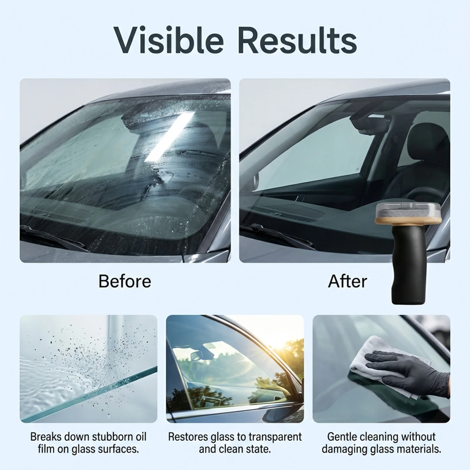 Professional Car Glass Cleaner Oil Film Smoothing Brush Windshield Maintenance Auto Glass Polish Clear Visibility 100g view 2