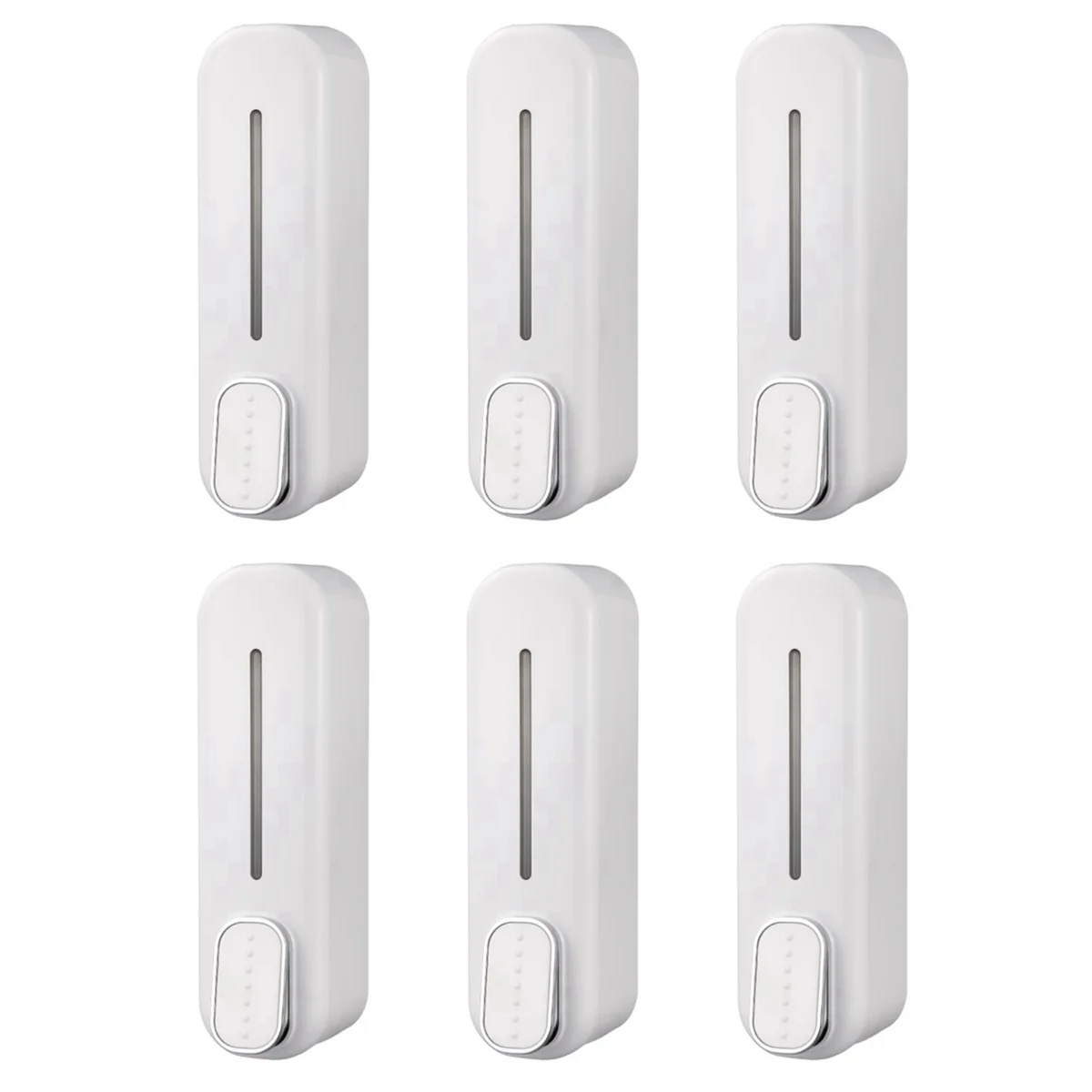 

6X Soap Dispenser Wall Mount, 350Ml Hand Liquid Shampoo Shower Gel Dispenser for Bathroom Kitchen Office White