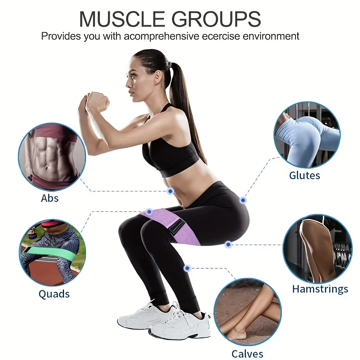 1/3pcs Stretch Squat Resistance Band, Hip Fitness Tension Band, Yoga Stretch Training Band